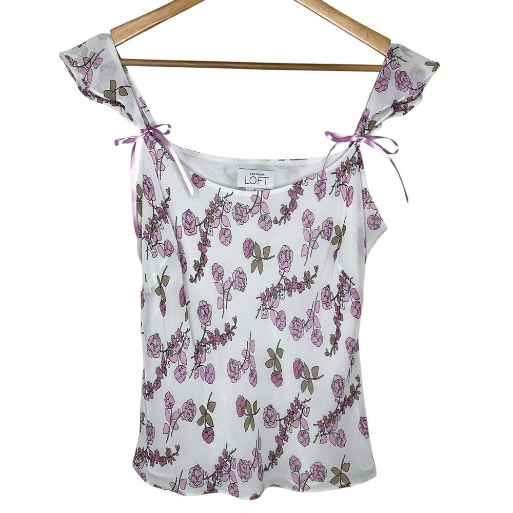Coquette Floral Cami Top Purple Womens Small Fairy Y2K